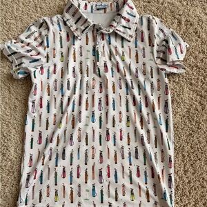 Colorful Golf Bag Print Kids Polo